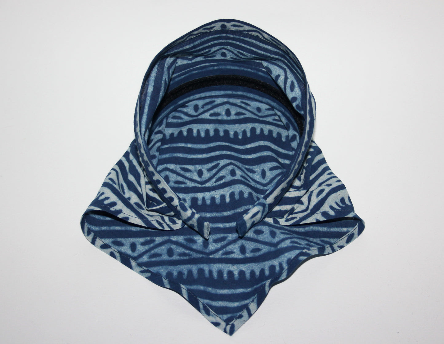 Indigo head kerchief Blue & White block print cotton bandana headband