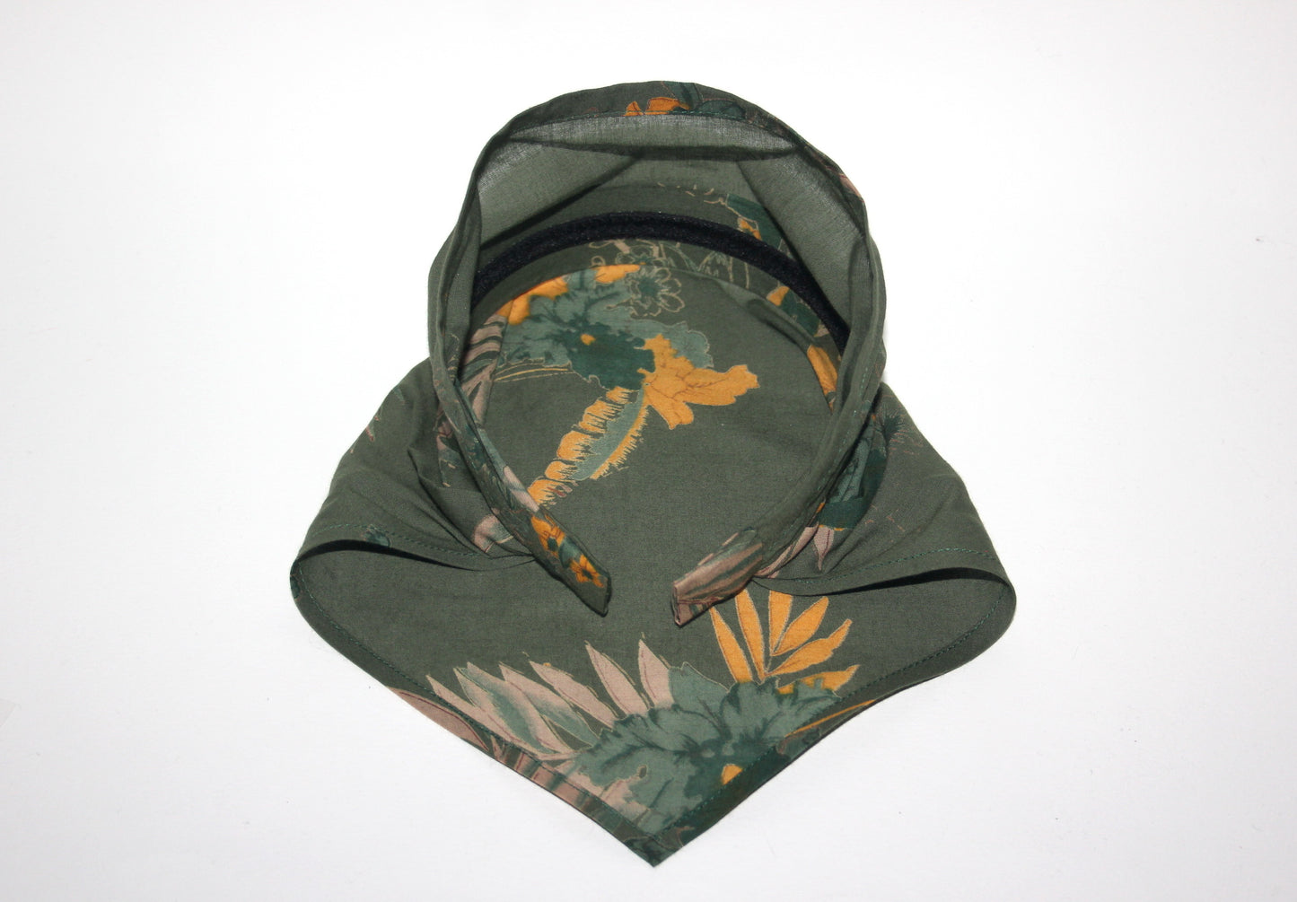Army Green hair kerchief Batiste floral print bandana headband Summer head cover