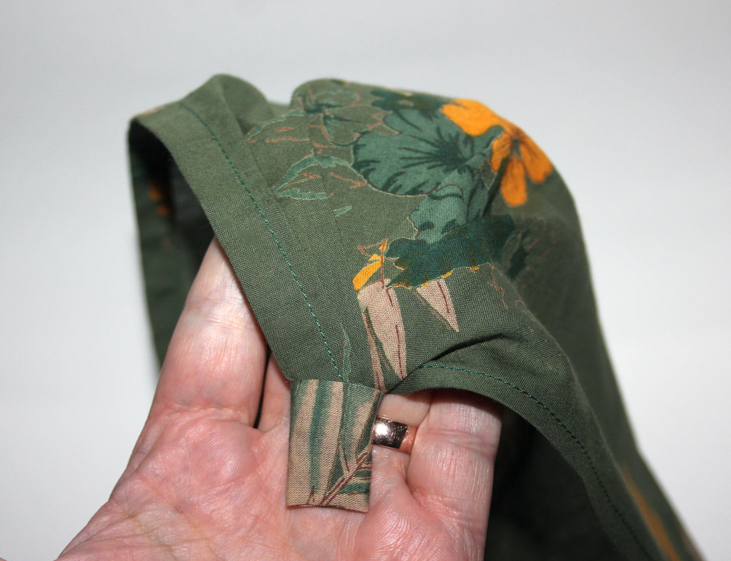 Army Green hair kerchief Batiste floral print bandana headband Summer head cover