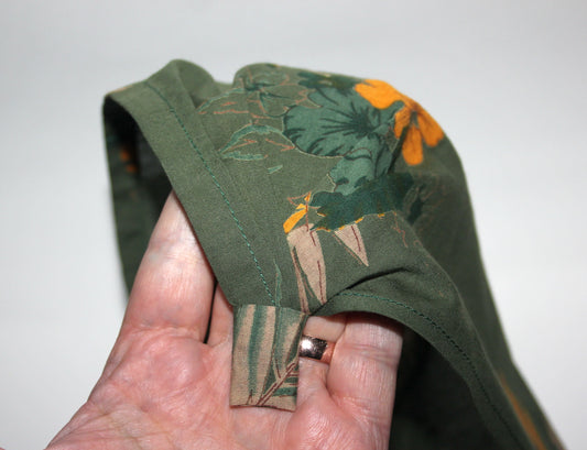 Army Green hair kerchief Batiste floral print bandana headband Summer head cover