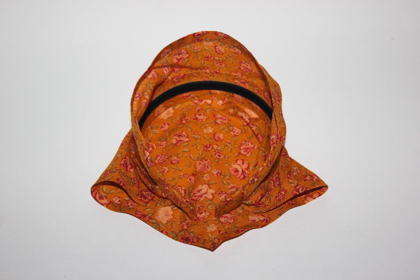 Triangle bandana headband Burnt Orange & Red Rose cotton head kerchief