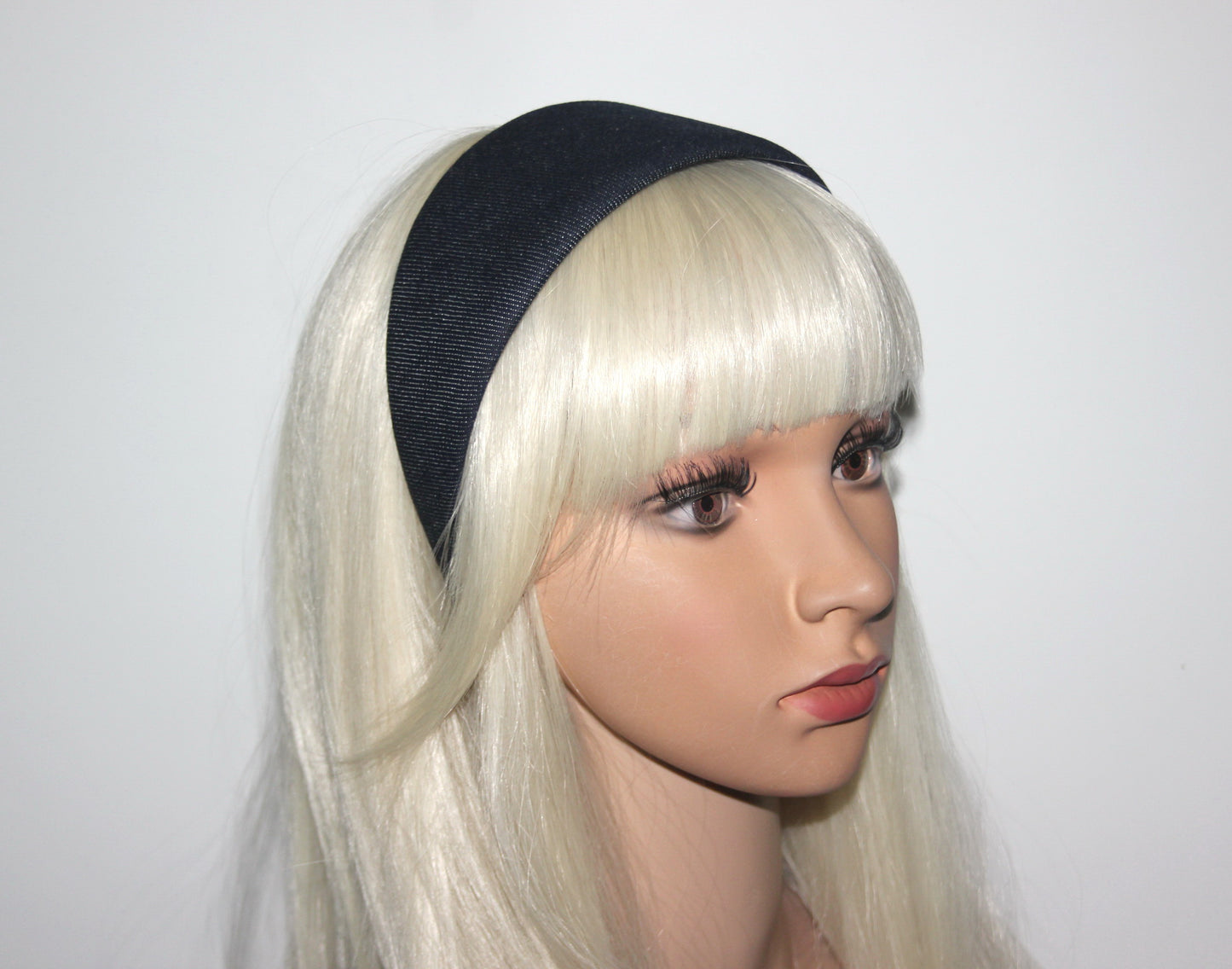 Dark Blue Denim headband Rockabilly jeans hairband, plastic free