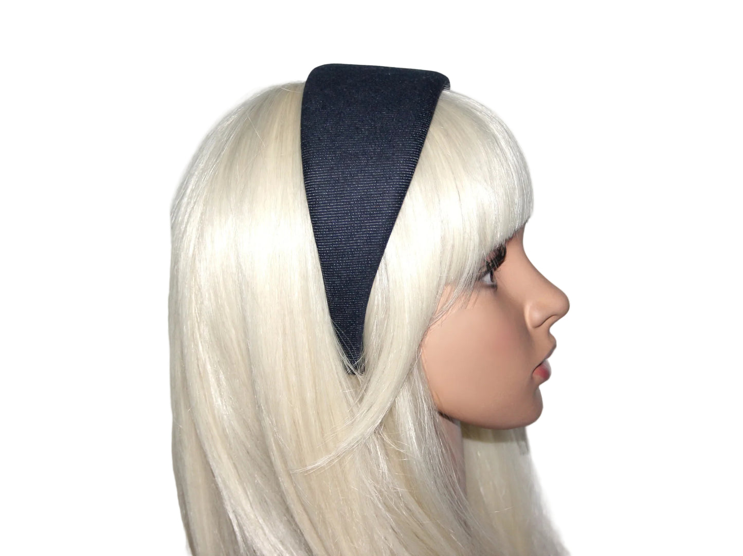 Dark Blue Denim headband Rockabilly jeans hairband, plastic free