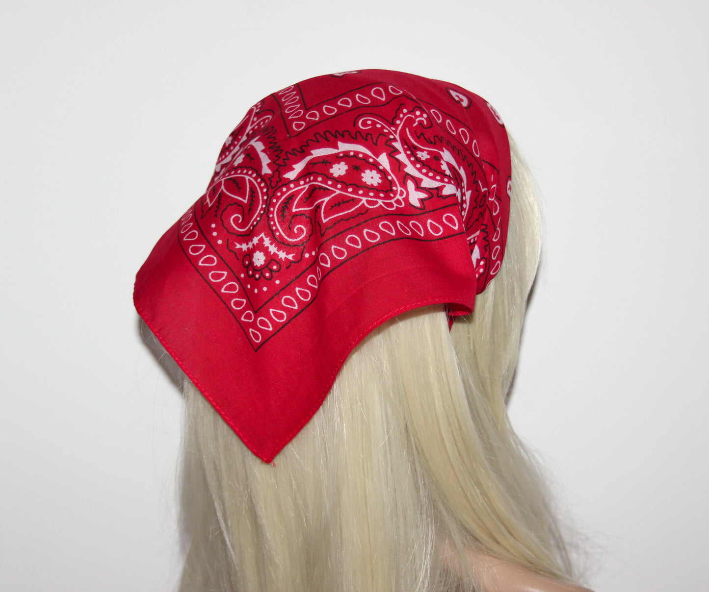 Red cotton triangle bandana Comfy hippie paisley headband