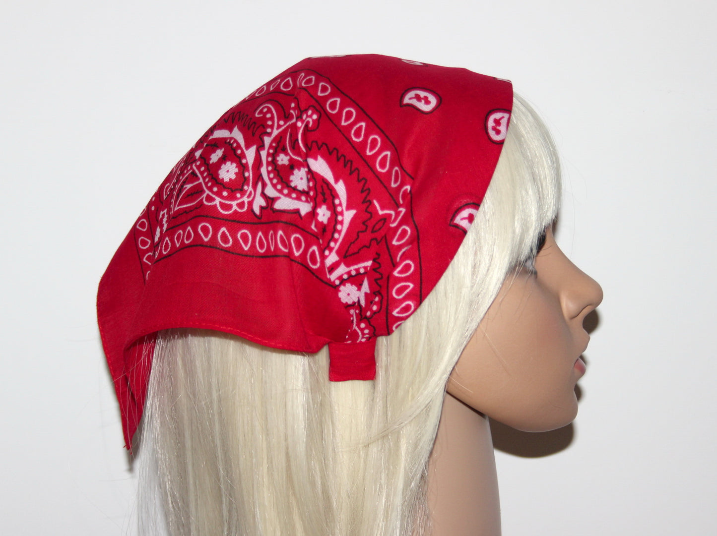Red cotton triangle bandana Comfy hippie paisley headband
