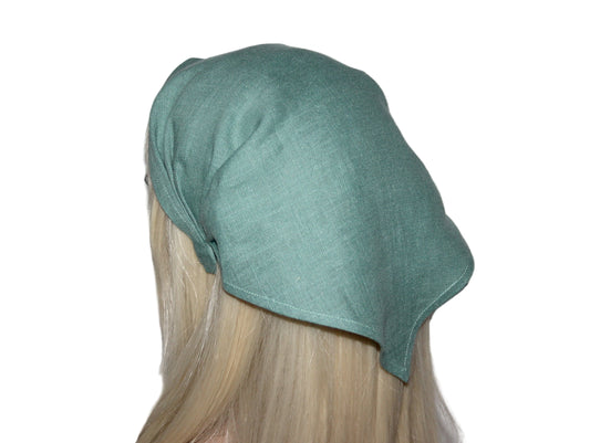 Eucalyptus green linen kerchief Triangle bandana headband Hippie hairband