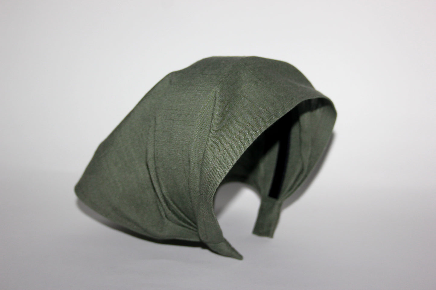 Olive green linen kerchief Triangle bandana headband Hippie hairband