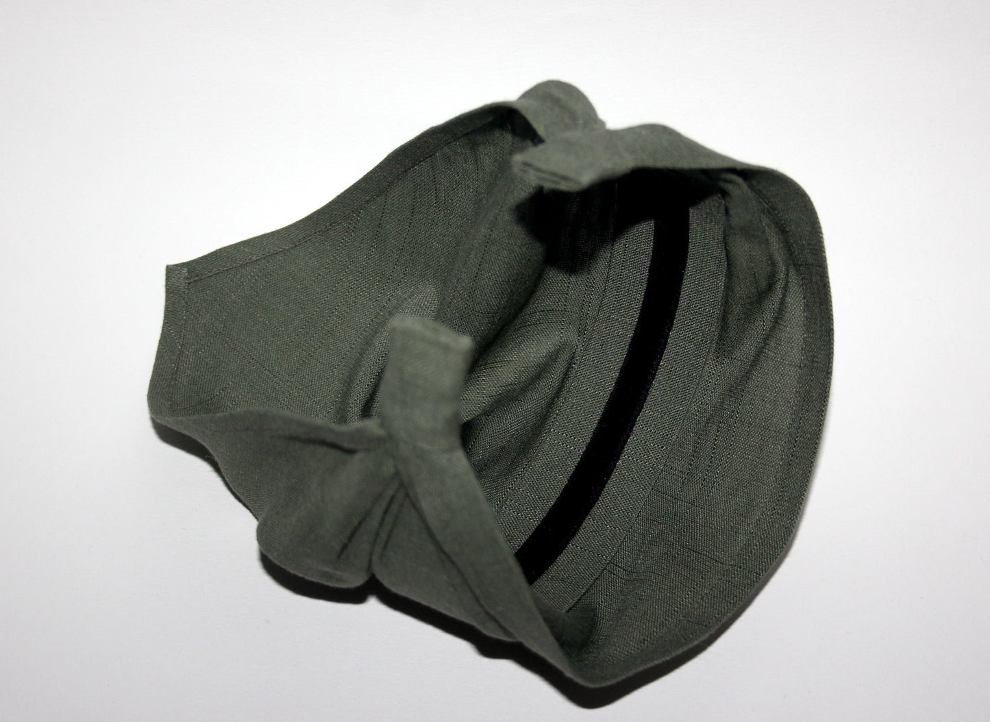 Olive green linen kerchief Triangle bandana headband Hippie hairband