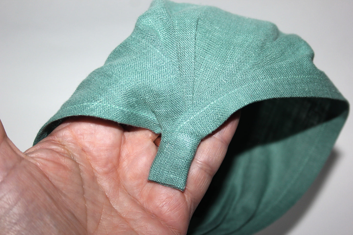Eucalyptus green linen kerchief Triangle bandana headband Hippie hairband