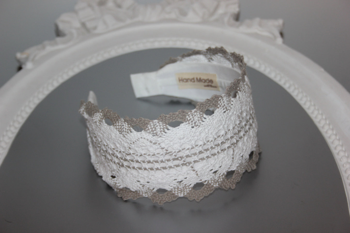 Gray and White cotton knit hair band 3" inches knitted headband for women, Wide retro head wrap