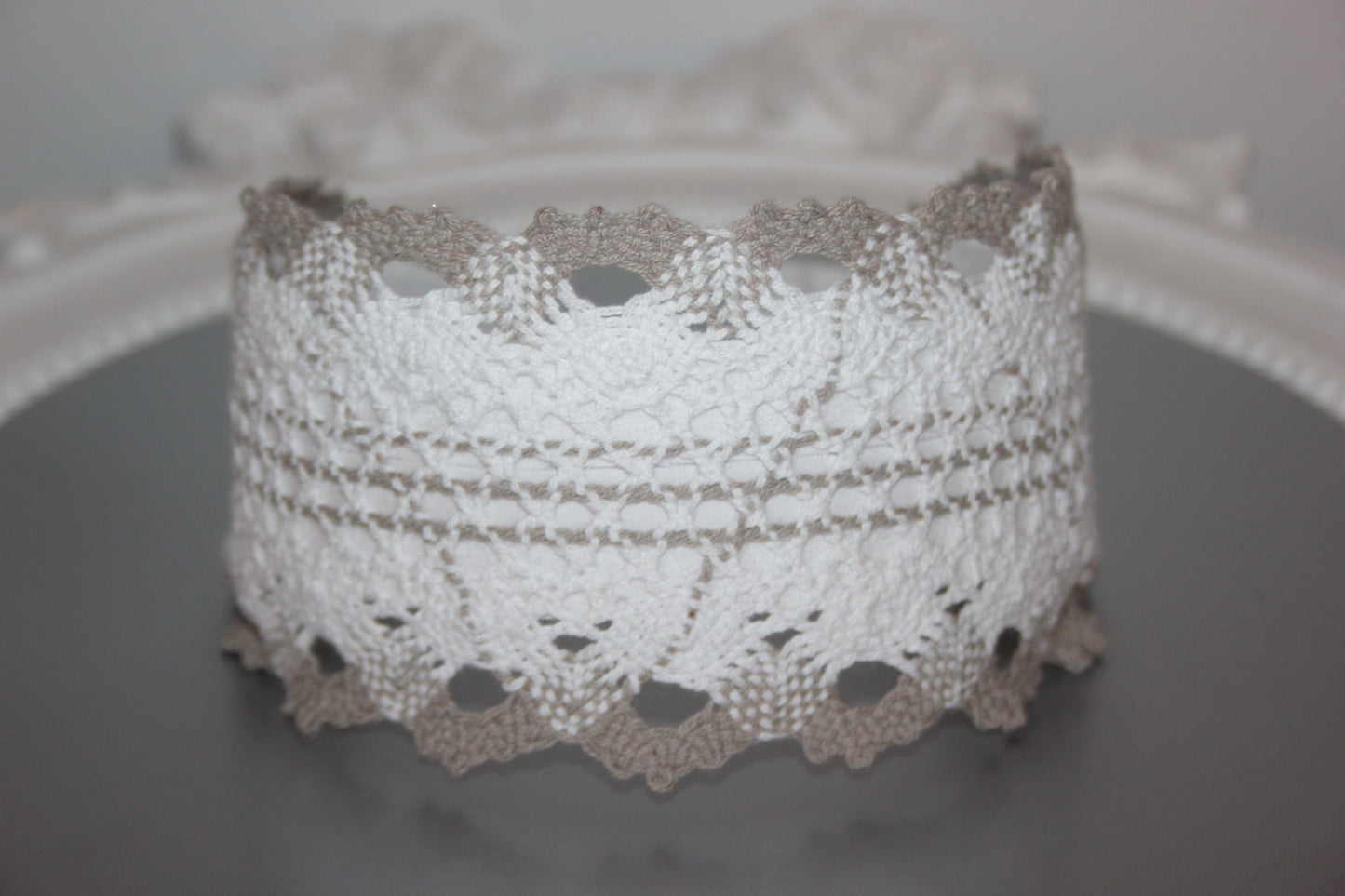 Gray and White cotton knit hair band 3" inches knitted headband for women, Wide retro head wrap