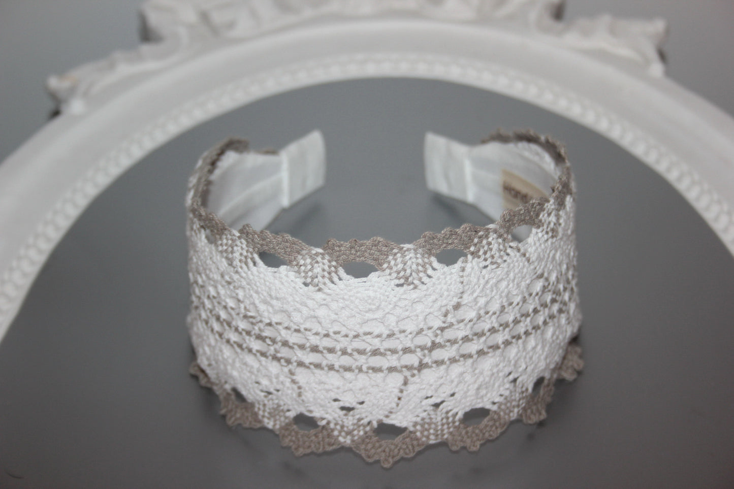 Gray and White cotton knit hair band 3" inches knitted headband for women, Wide retro head wrap