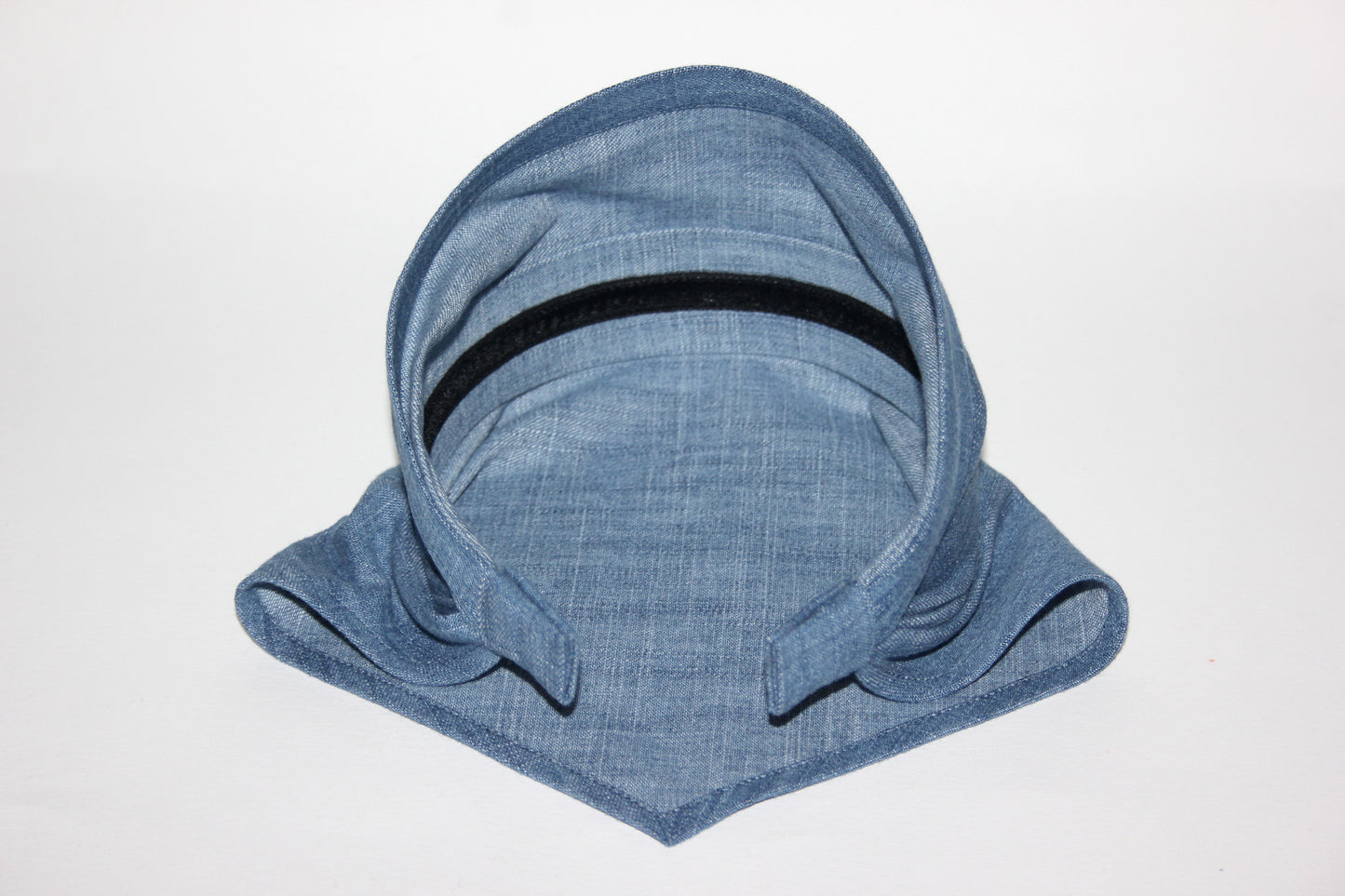 Blue Denim hair kerchief Bandana headband 10"/14" inch triangle head cover, hippie headpiece