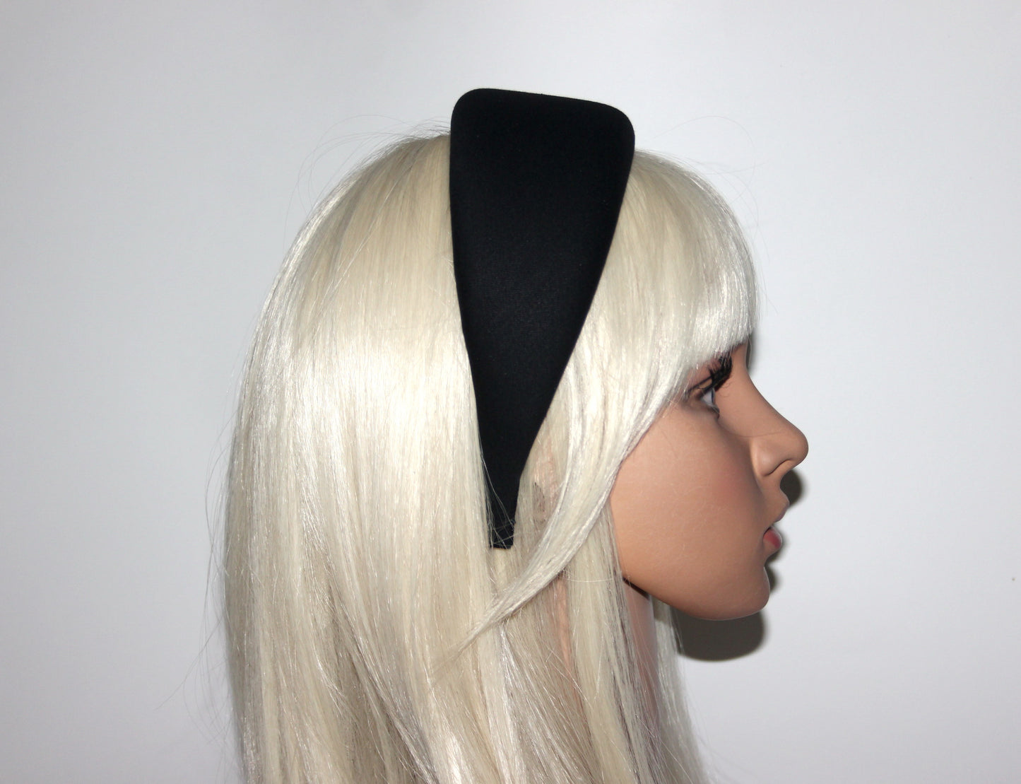 Denim puffy hairband, Black padded headband for women, cotton thick hairband, plastic free
