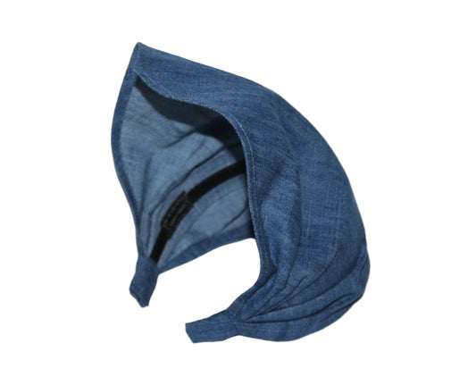 Denim hair kerchief Blue Bandana headband 10"/14" inch triangle head cover, hippie headpiece