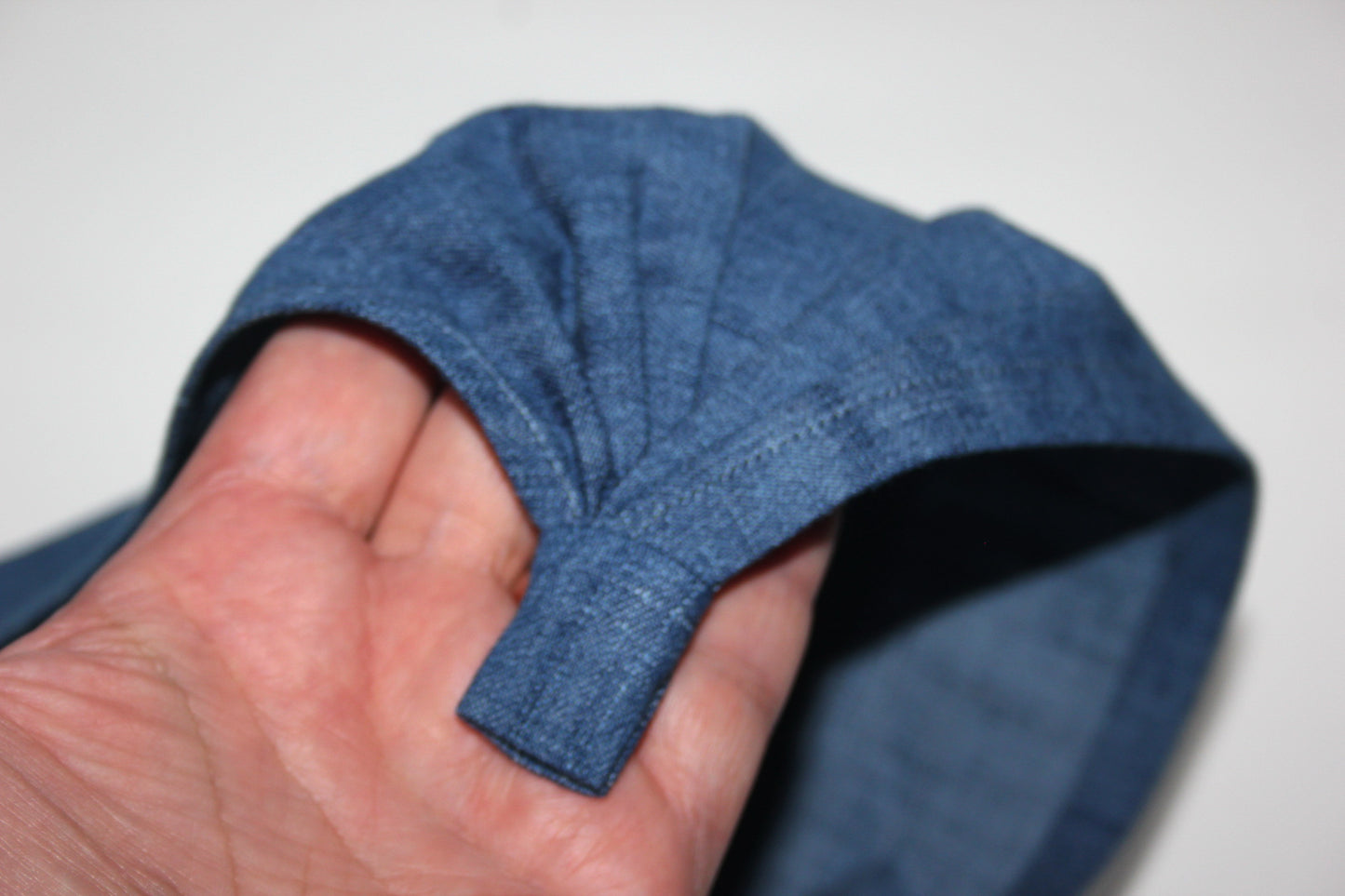 Denim hair kerchief Blue Bandana headband 10"/14" inch triangle head cover, hippie headpiece