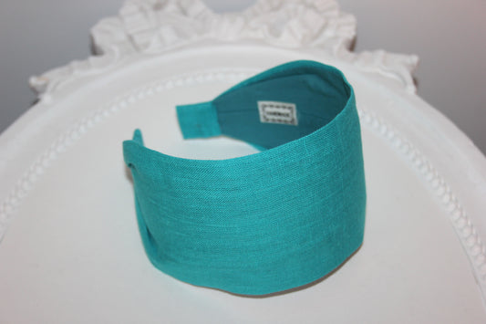 Linen headband women Turquoise head scarf