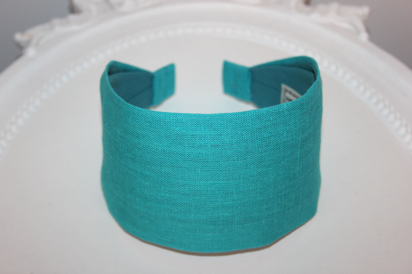 Linen headband women Turquoise head scarf