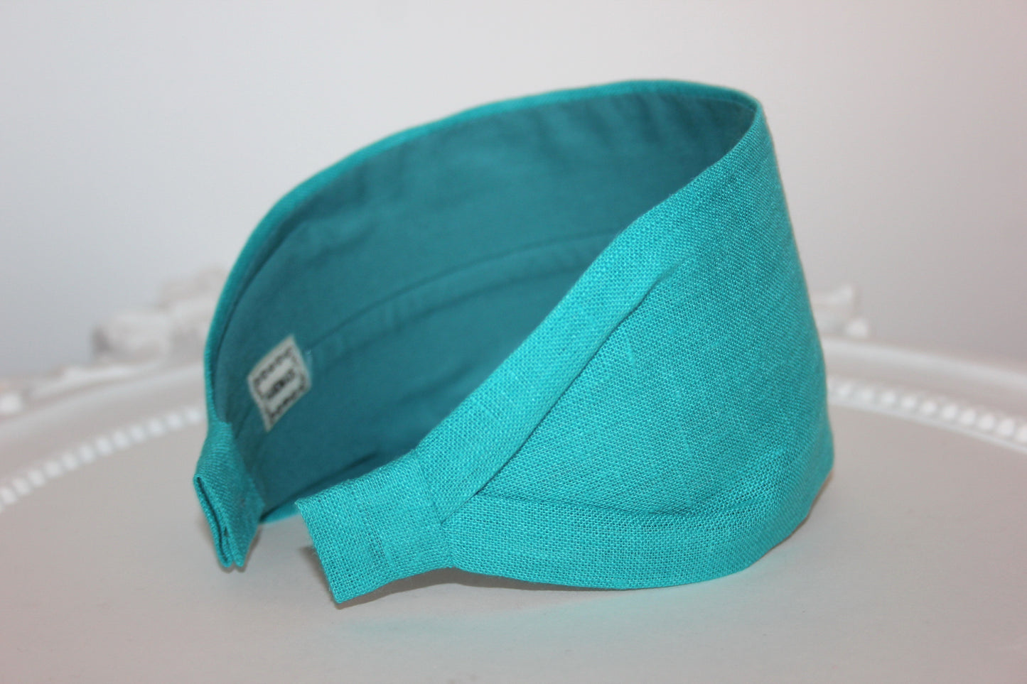 Linen headband women Turquoise head scarf