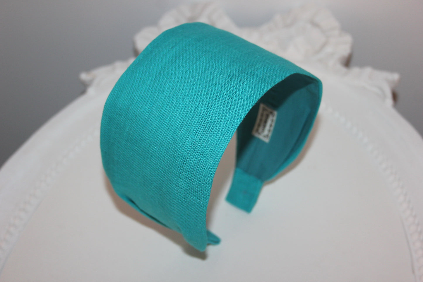 Linen headband women Turquoise head scarf