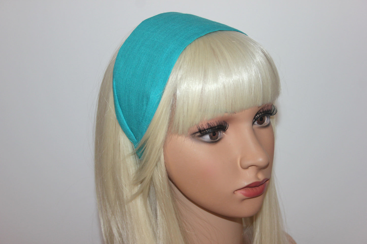 Linen headband women Turquoise head scarf