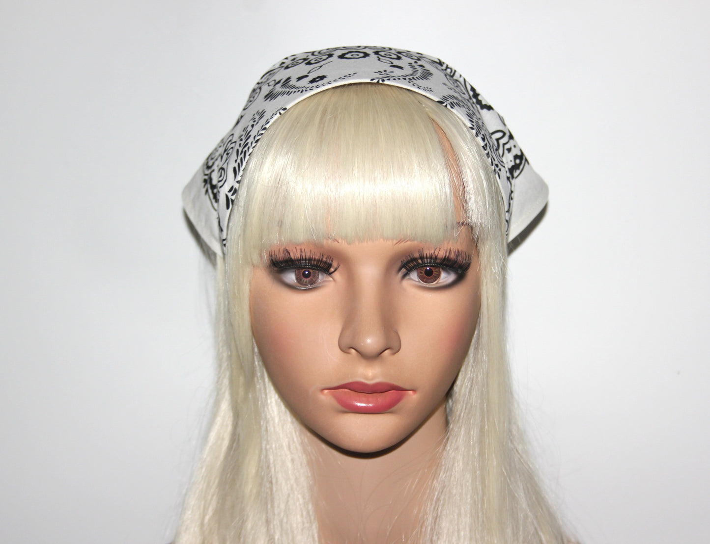 Ivory triangle bandana, 12" inch cotton headband, structured country bandana