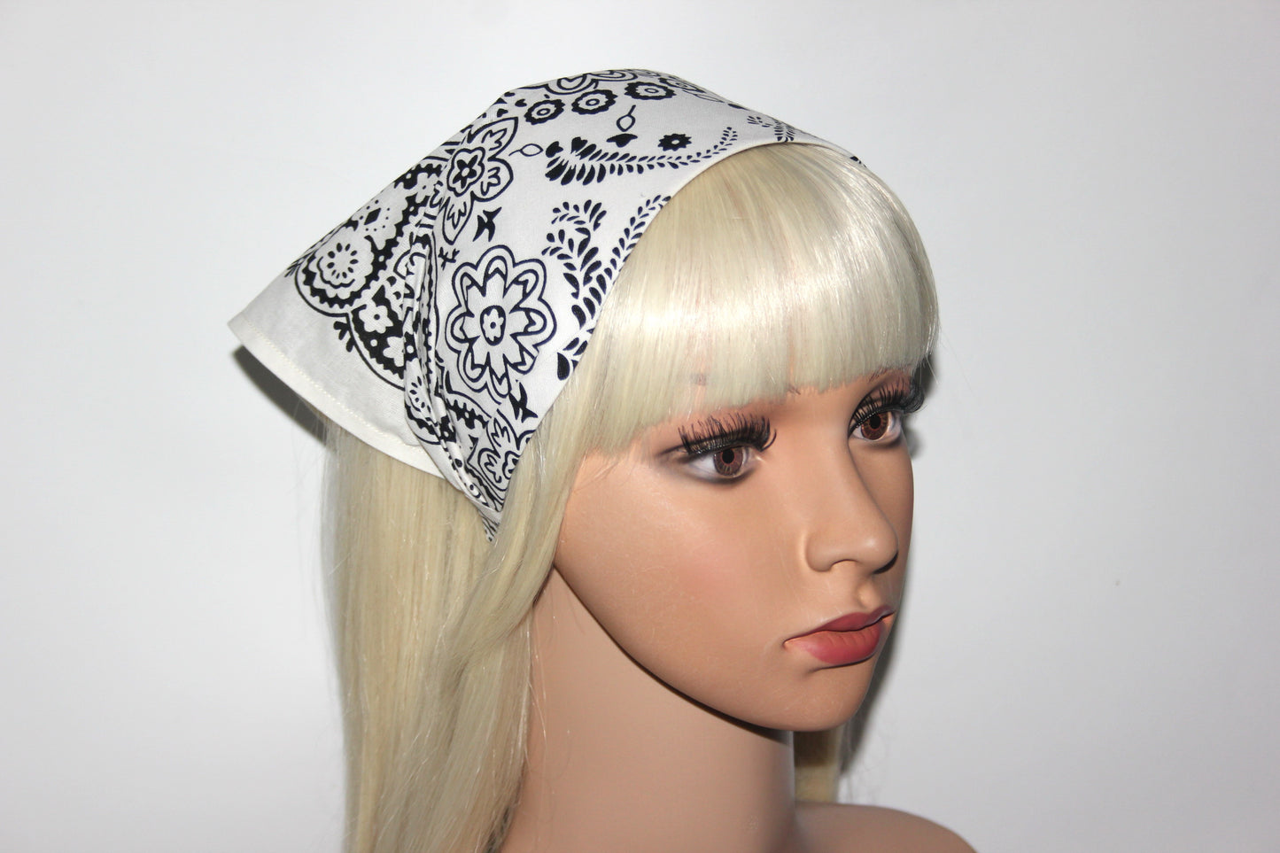 Ivory triangle bandana, 12" inch cotton headband, structured country bandana