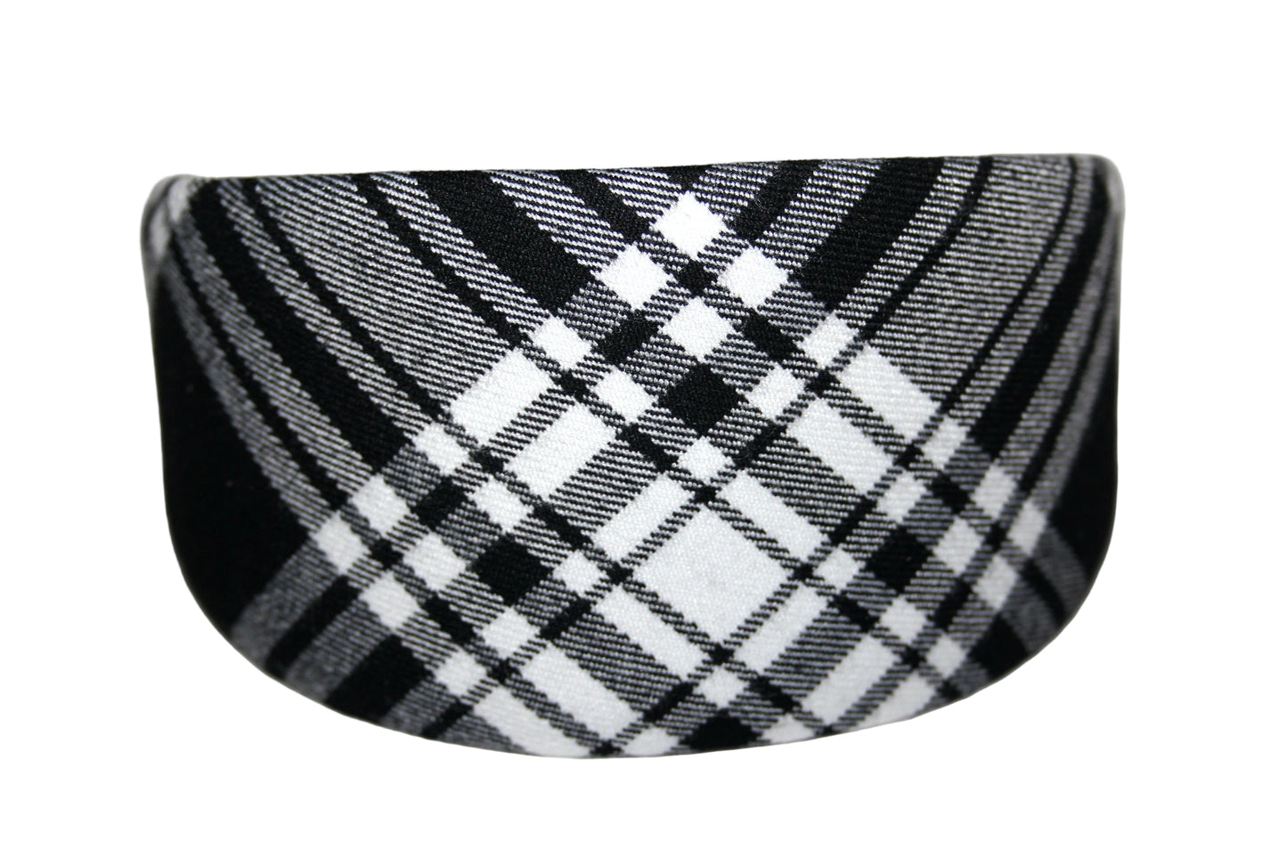 Plaid woman headband Black&White Wide tartan hairband, plastic free