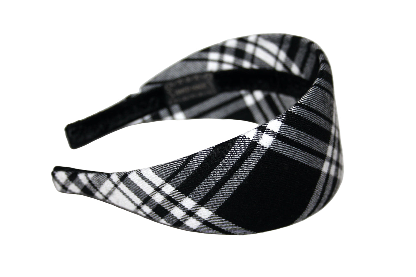 Plaid woman headband Black&White Wide tartan hairband, plastic free
