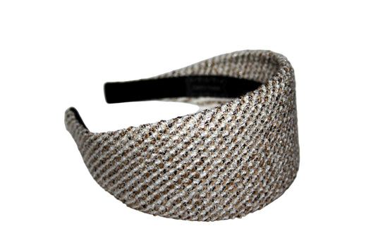 Cotton headband in bouclé effect, Ivory&Brown fashion head scarf, plastic free