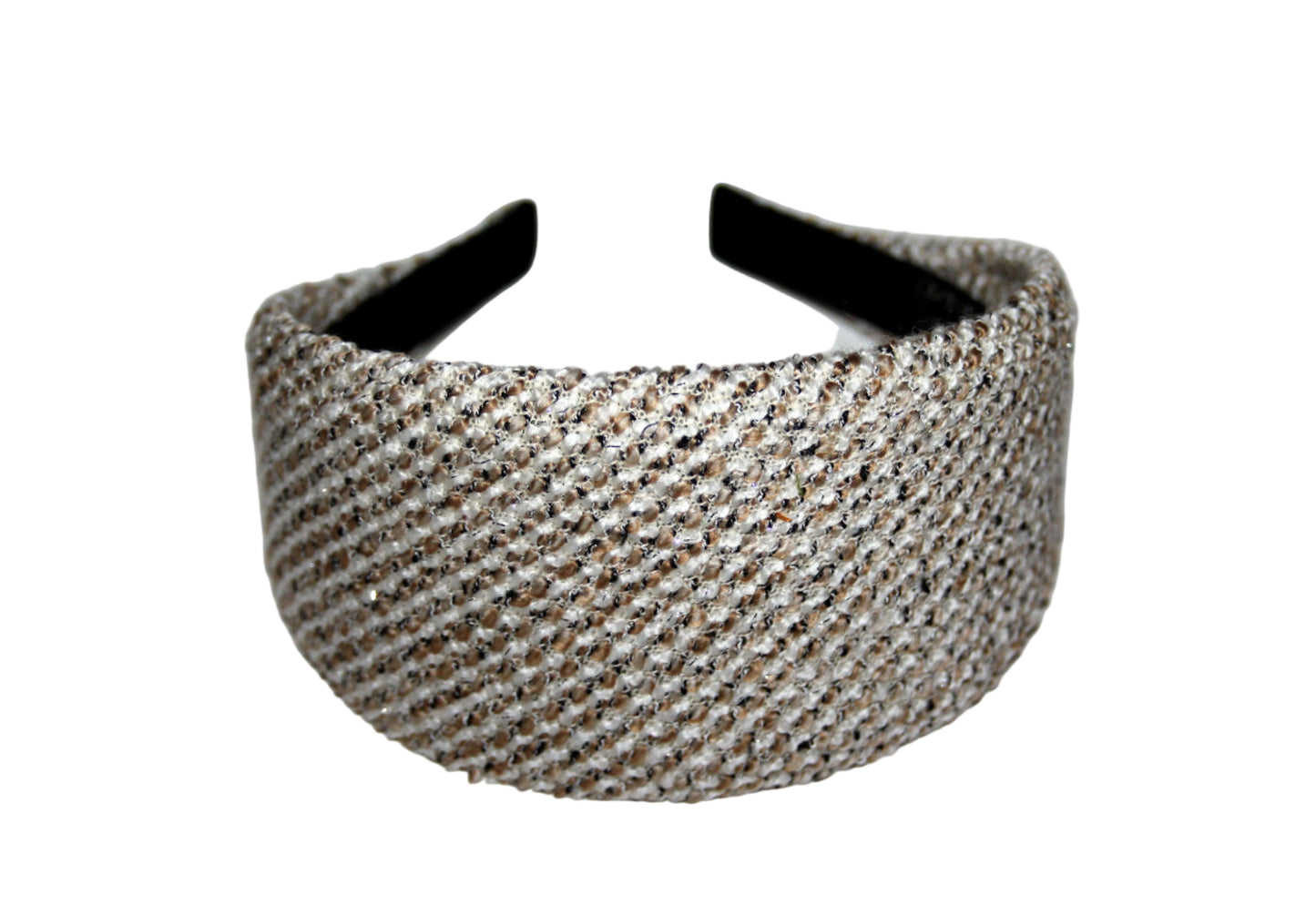 Cotton headband in bouclé effect, Ivory&Brown fashion head scarf, plastic free