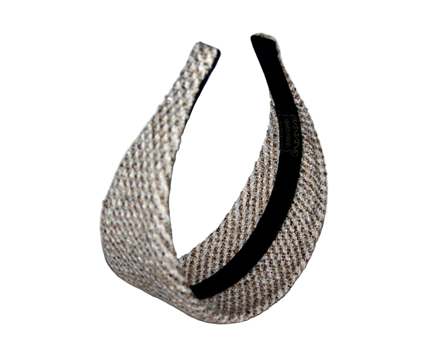 Cotton headband in bouclé effect, Ivory&Brown fashion head scarf, plastic free