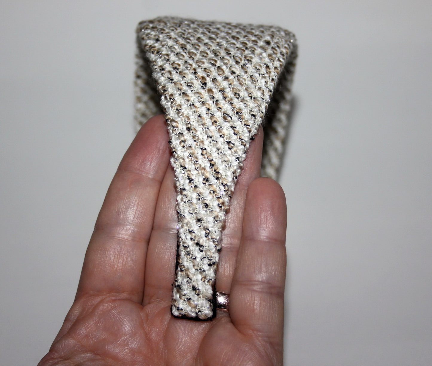 Cotton headband in bouclé effect, Ivory&Brown fashion head scarf, plastic free