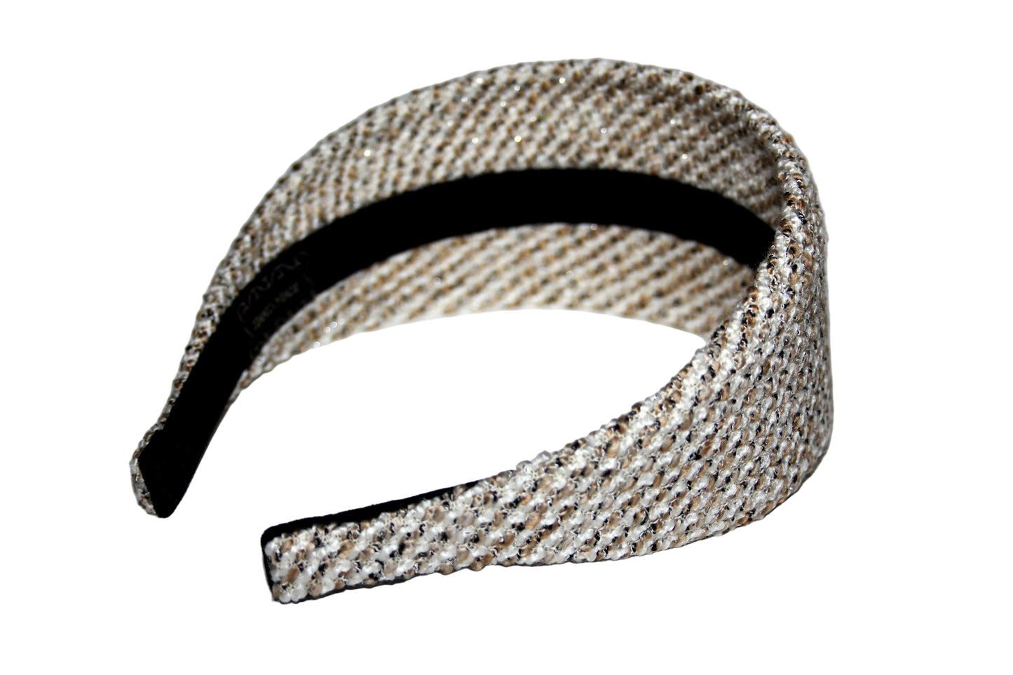 Cotton headband in bouclé effect, Ivory&Brown fashion head scarf, plastic free