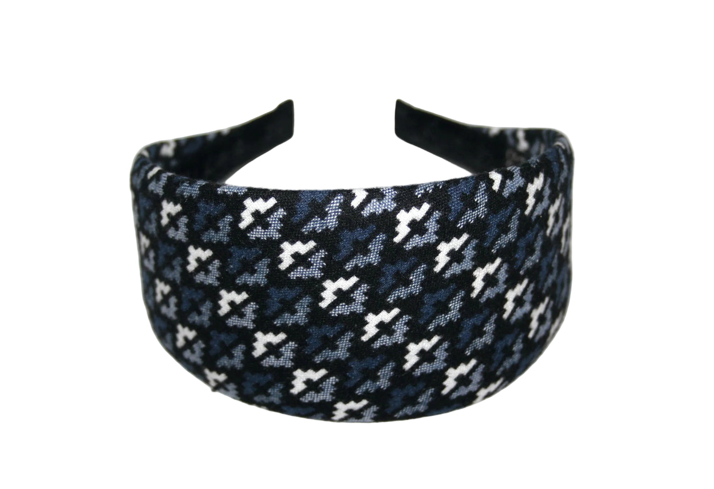 Wide headband, Dark Blue & White geometric pattern headwrap, plastic free