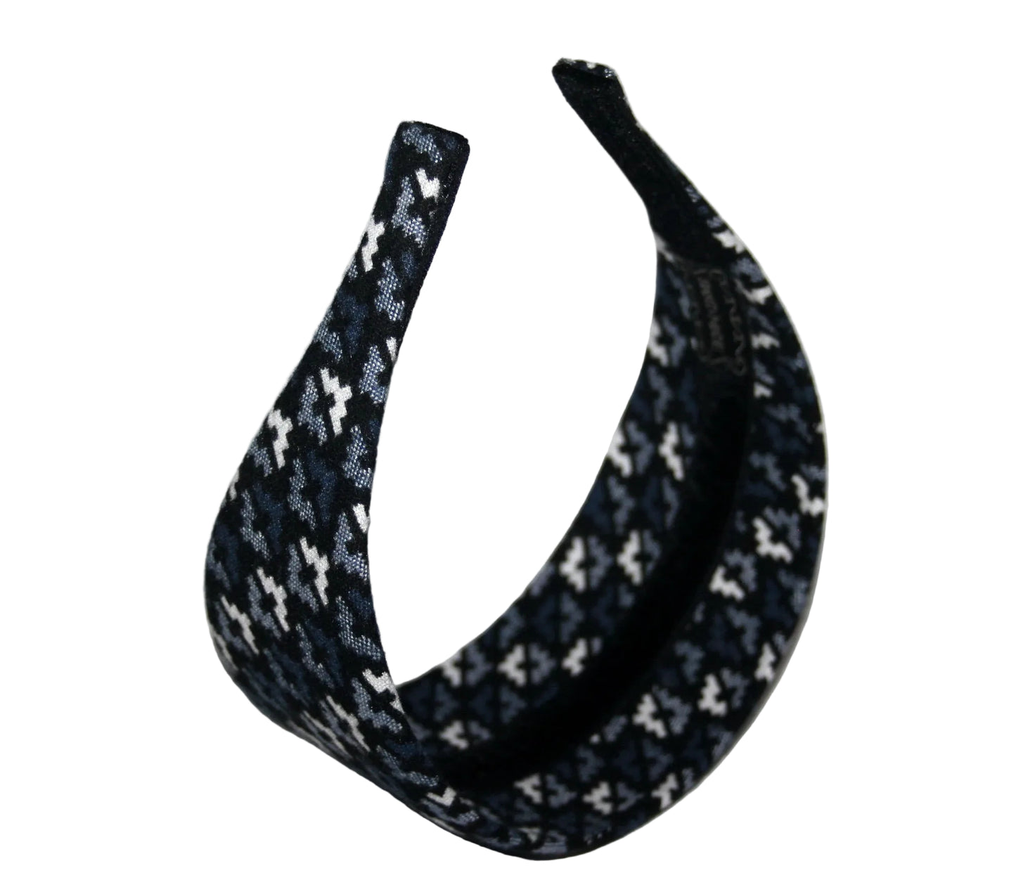 Wide headband, Dark Blue & White geometric pattern headwrap, plastic free
