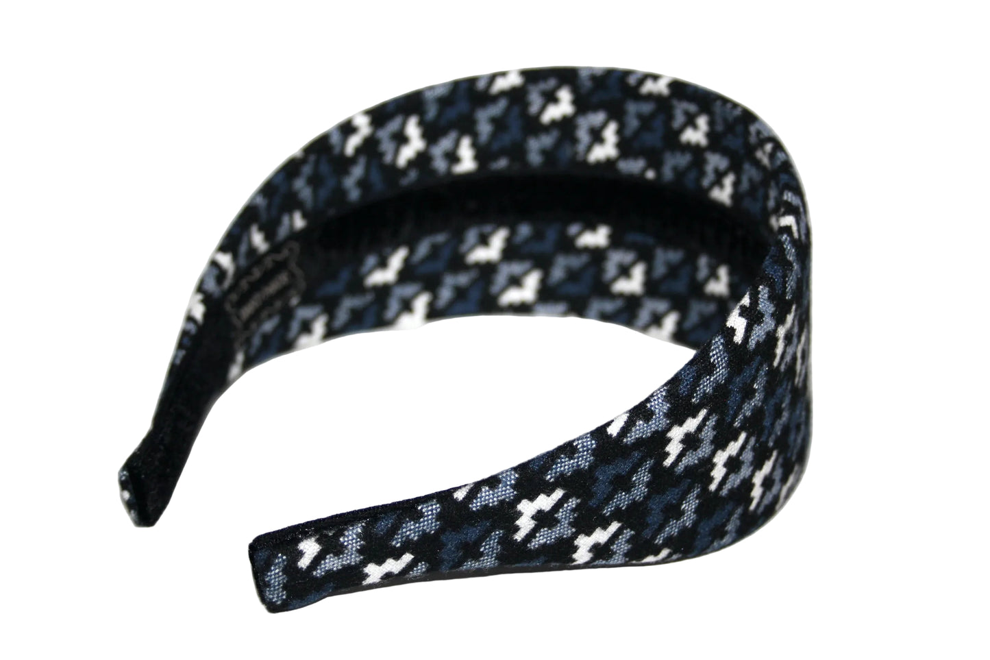 Wide headband, Dark Blue & White geometric pattern headwrap, plastic free