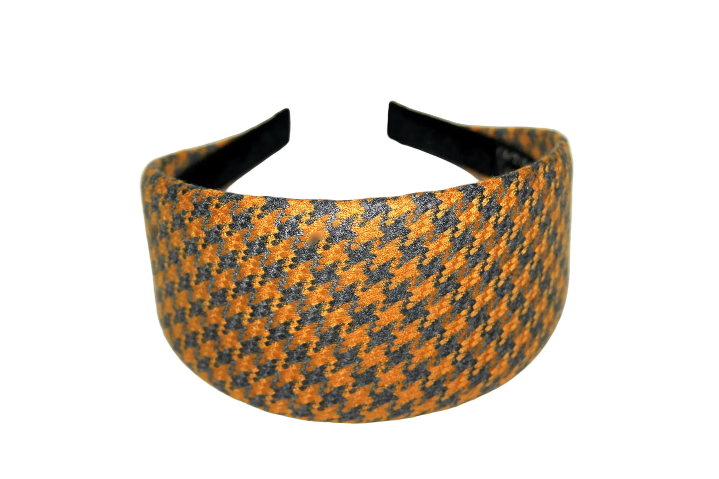 Gray & Yellow headband Houndstooth wide hairband, plastic free