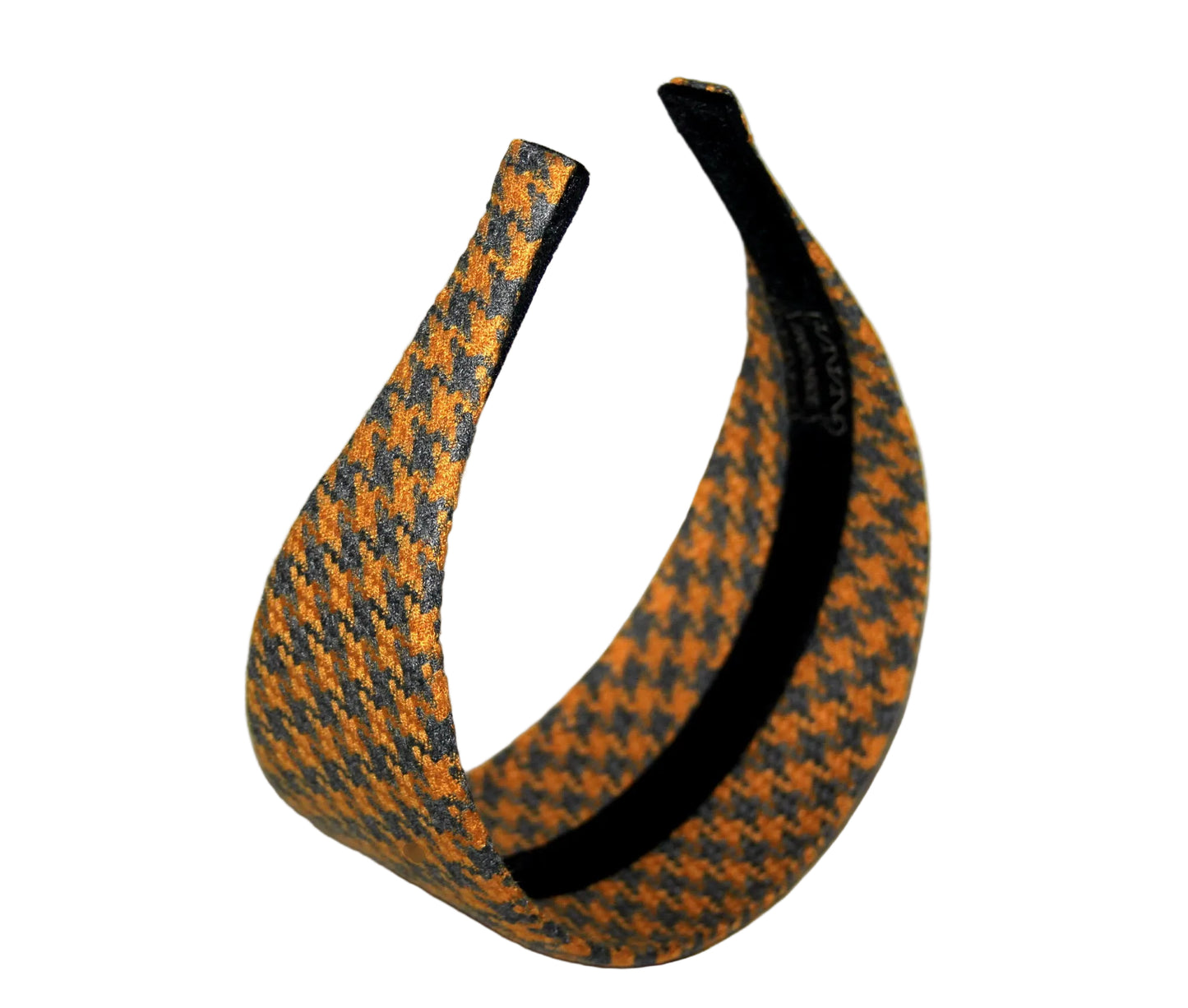 Gray & Yellow headband Houndstooth wide hairband, plastic free