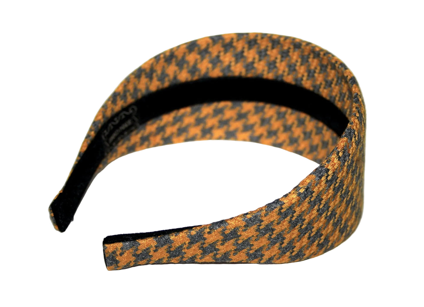 Gray & Yellow headband Houndstooth wide hairband, plastic free