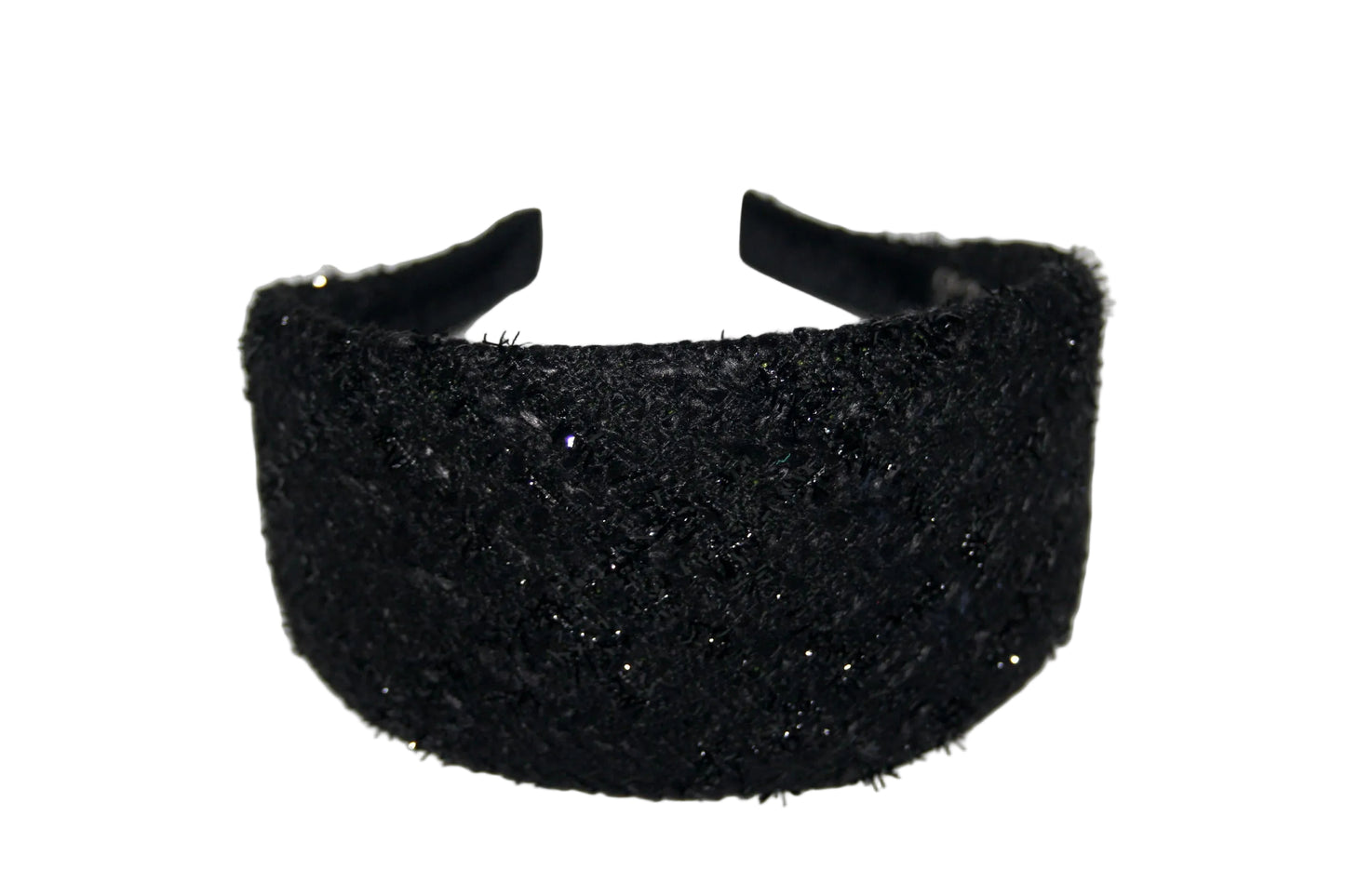 Black fashion headband, Tweed warm fabric hairband, plastic free