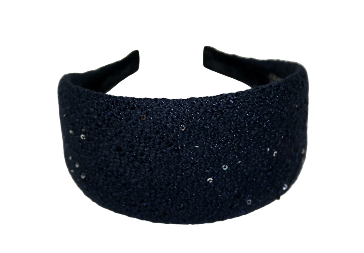 Dark Blue curly sequin headband, plastic free