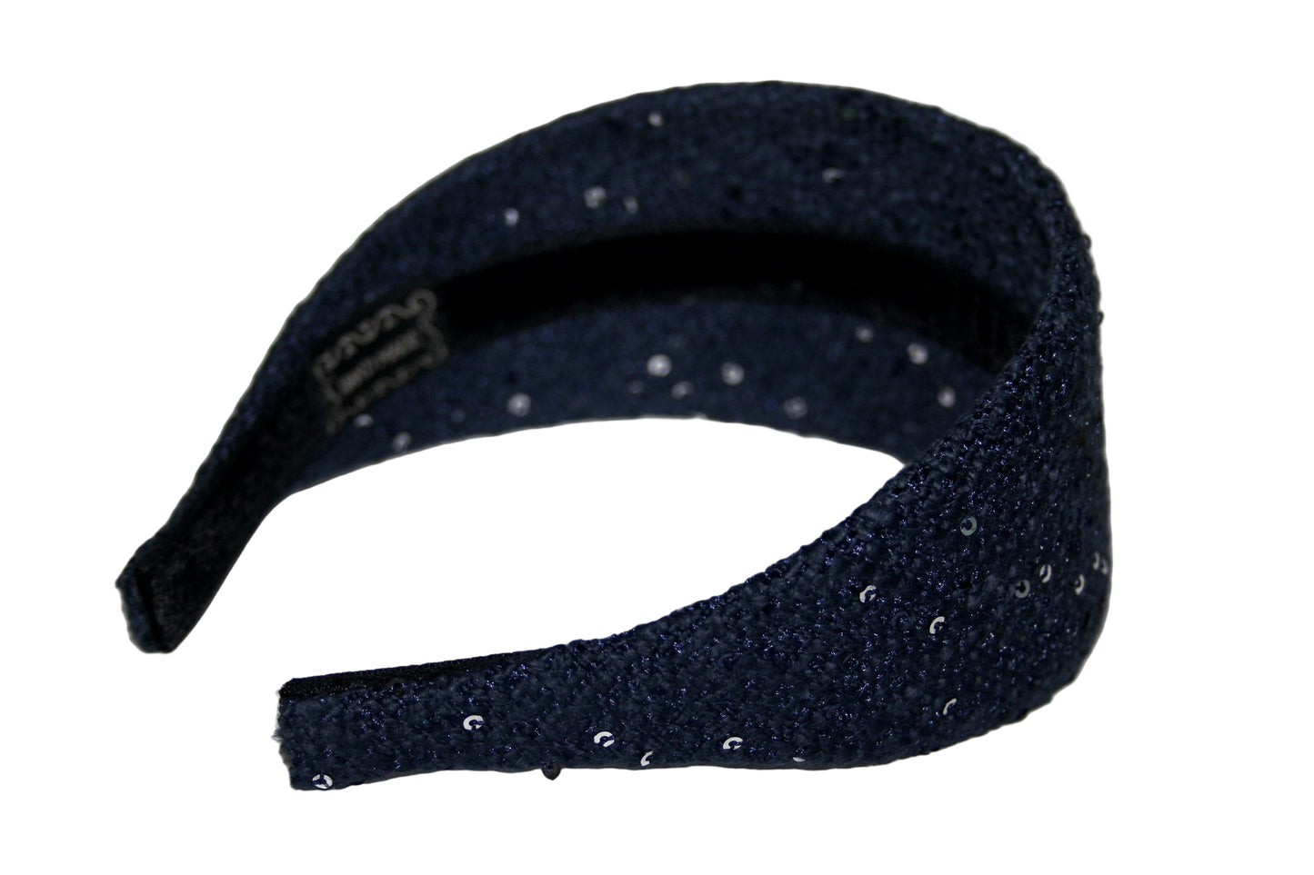 Dark Blue curly sequin headband, plastic free