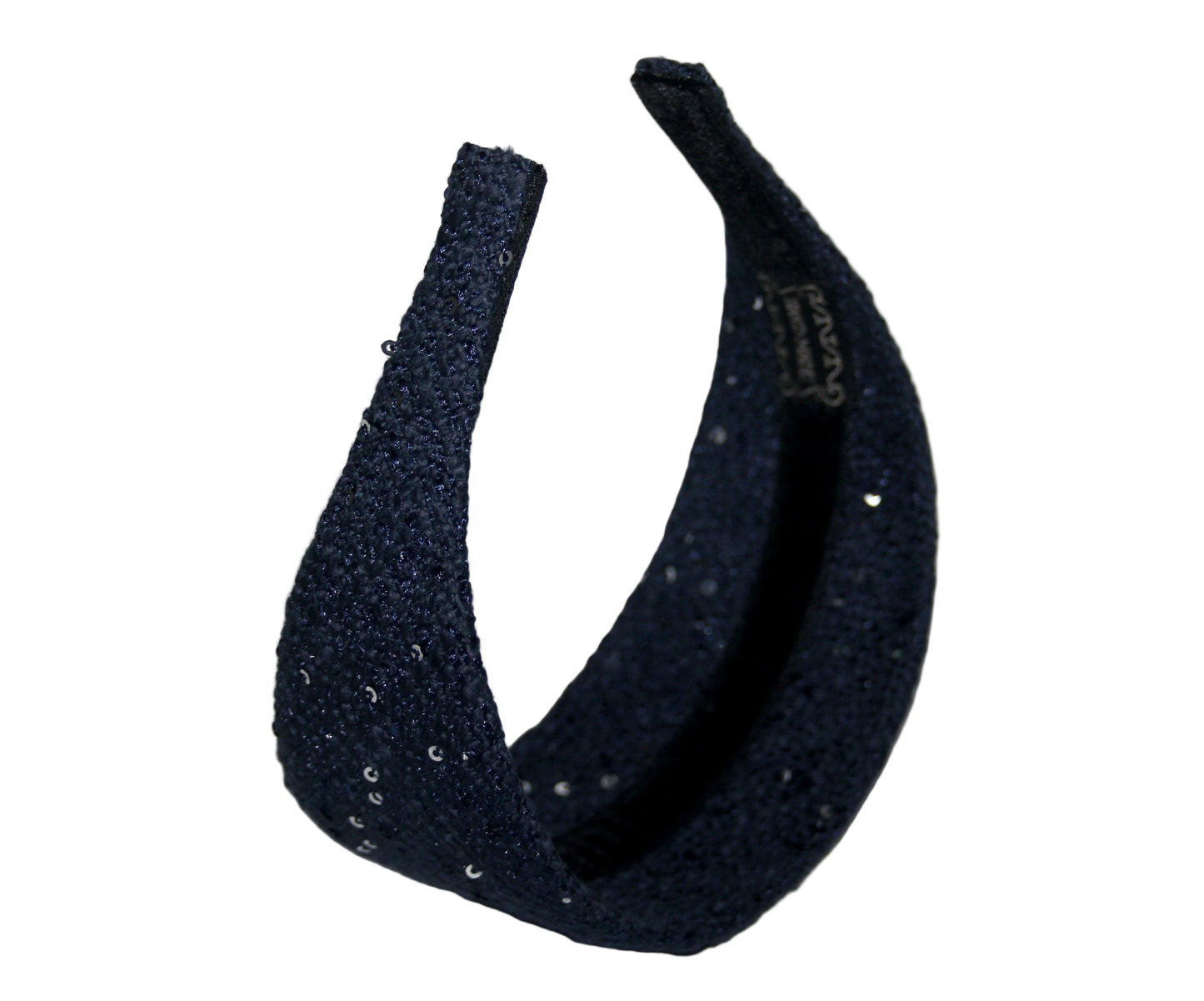 Dark Blue curly sequin headband, plastic free