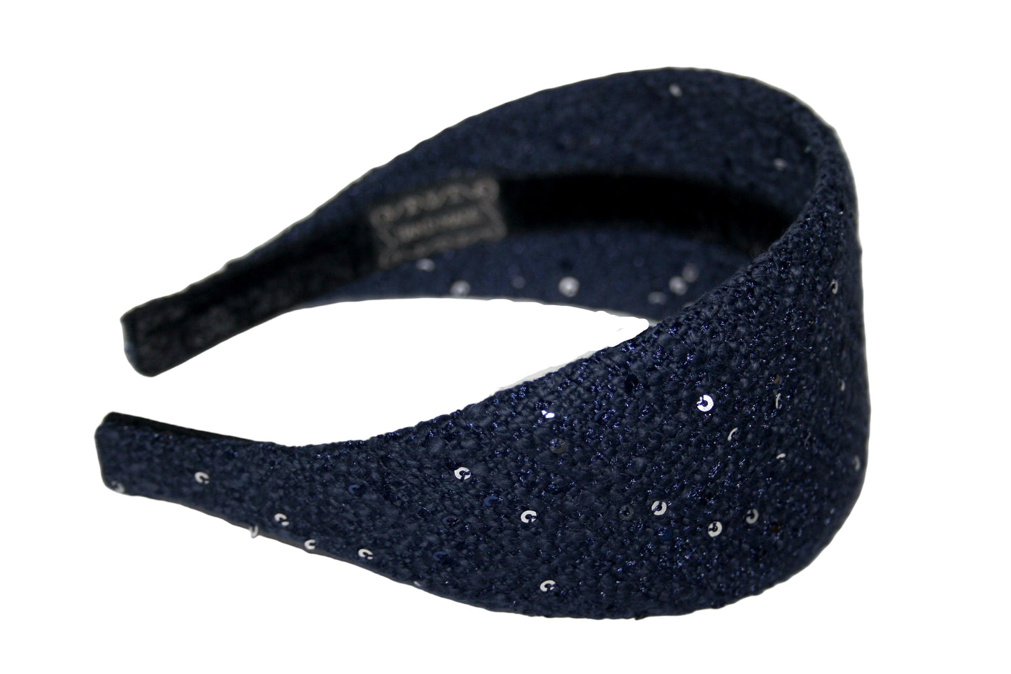 Dark Blue curly sequin headband, plastic free