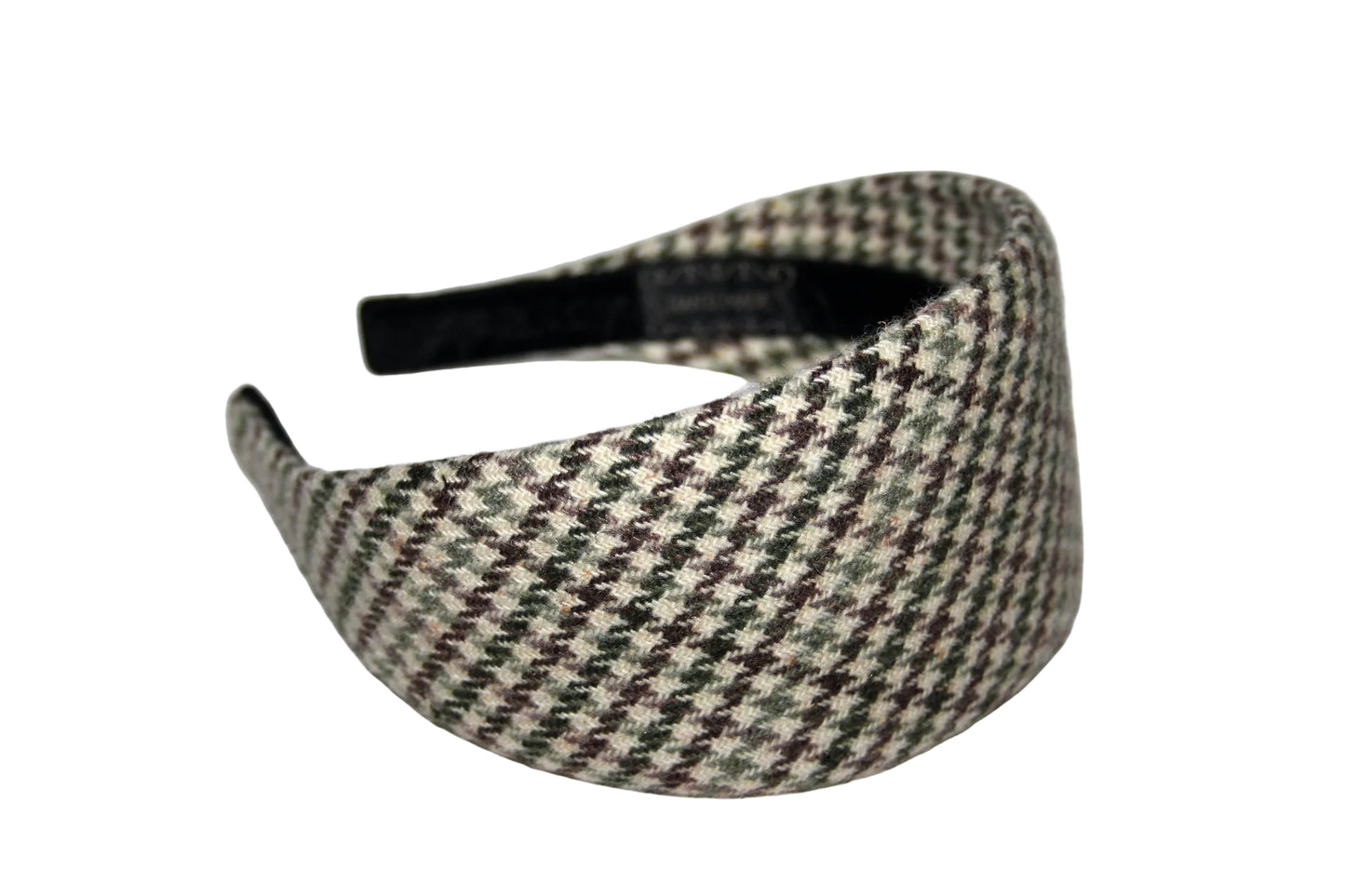 Houndstooth headband, Wool plaid hairband, plastic free