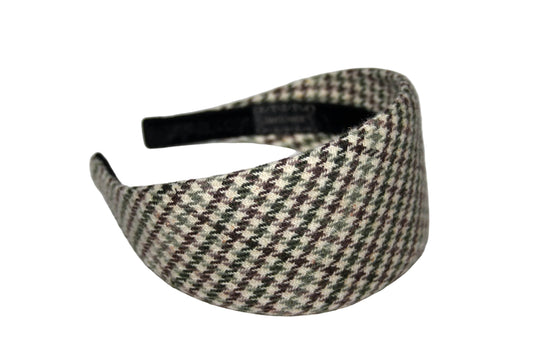 Houndstooth headband, Wool plaid hairband, plastic free