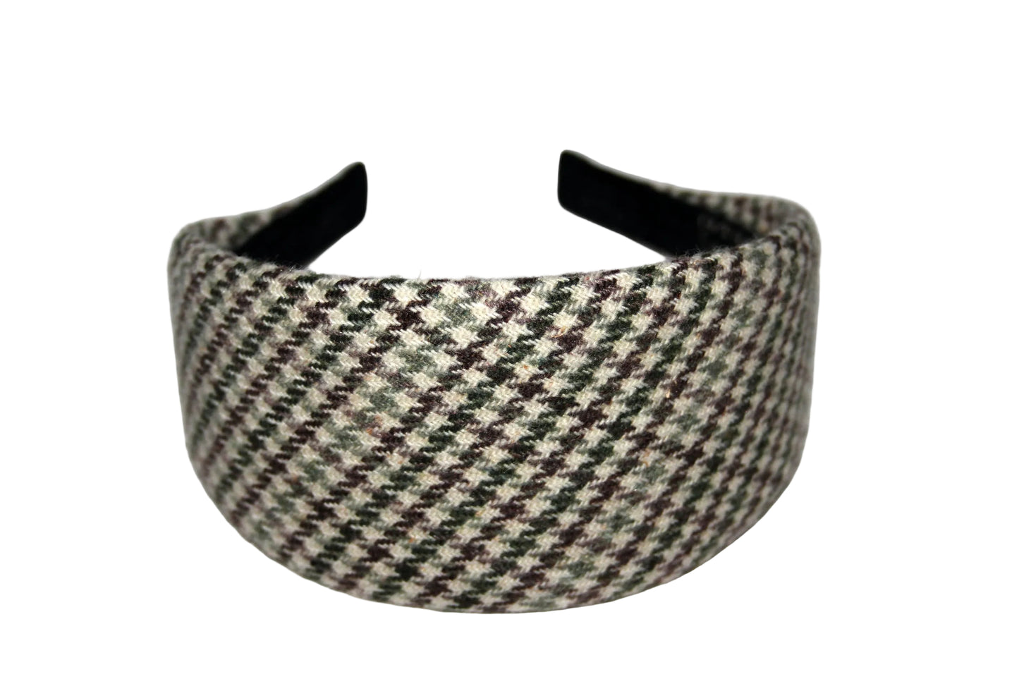 Houndstooth headband, Wool plaid hairband, plastic free