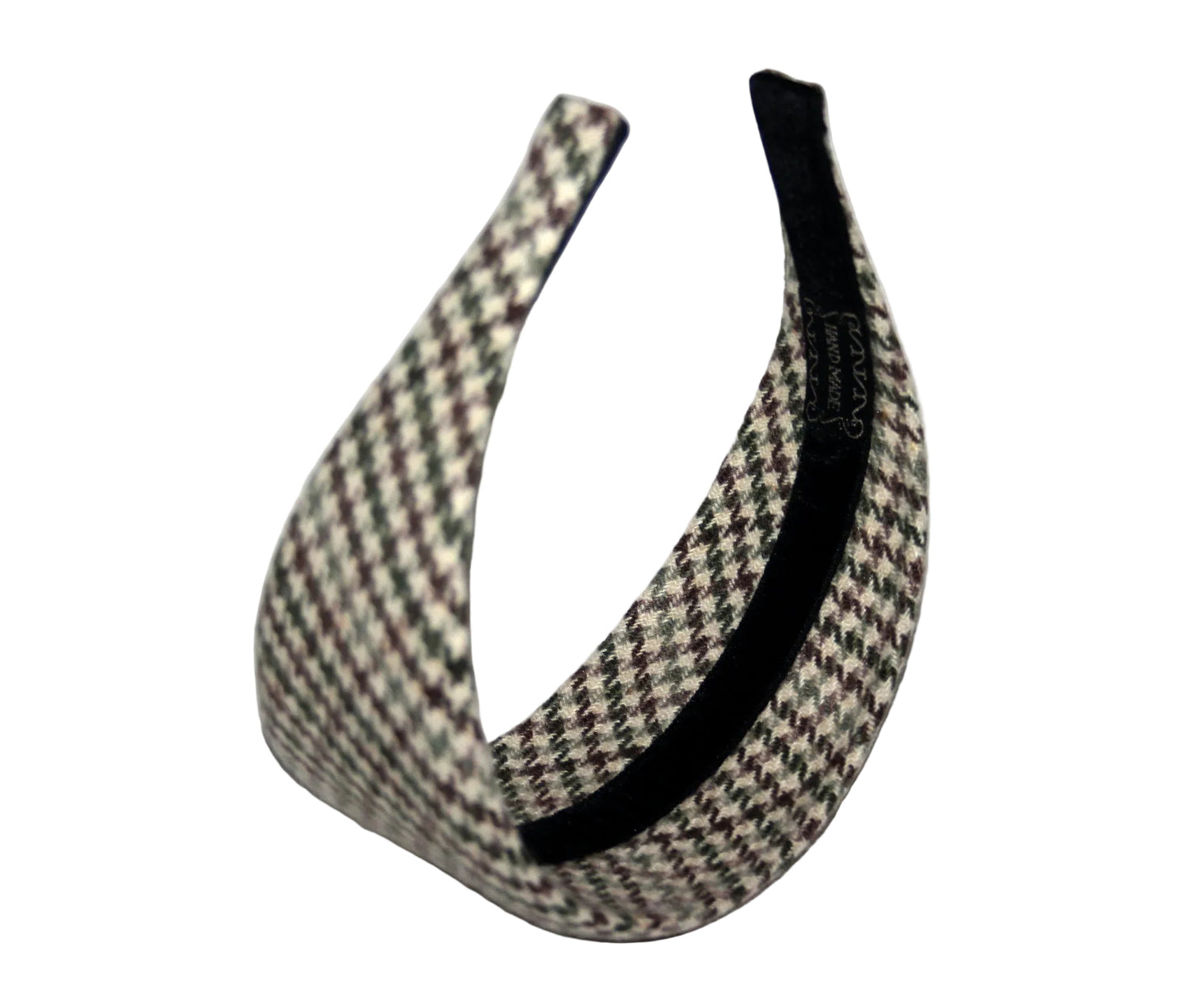 Houndstooth headband, Wool plaid hairband, plastic free