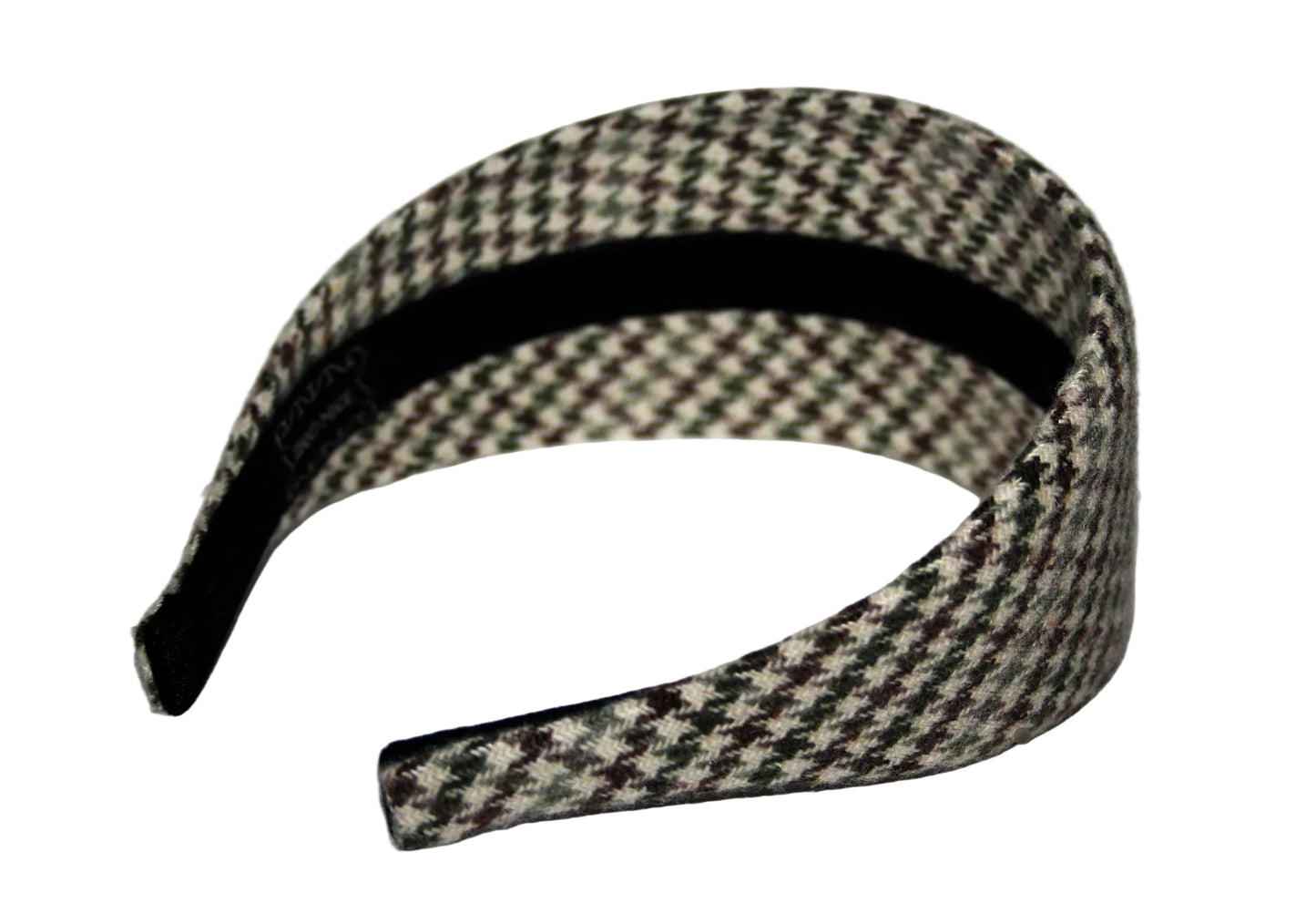 Houndstooth headband, Wool plaid hairband, plastic free